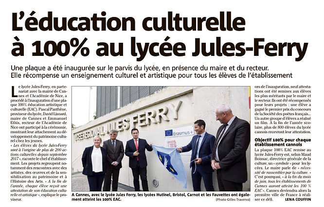 Article sur l'éducation culturelle du Lycée Les Fauvettes